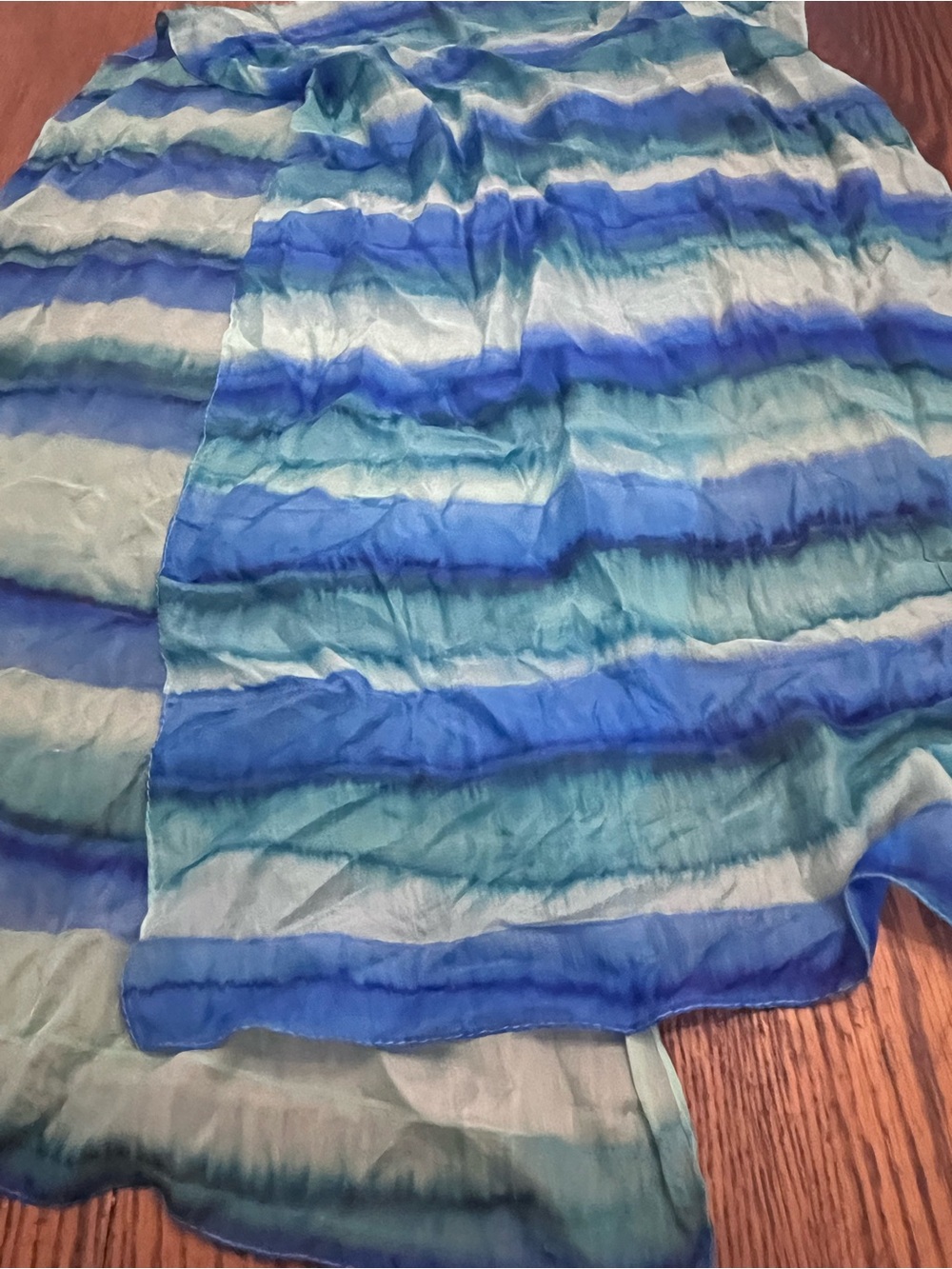 Striped Blue & Aqua silk scarf